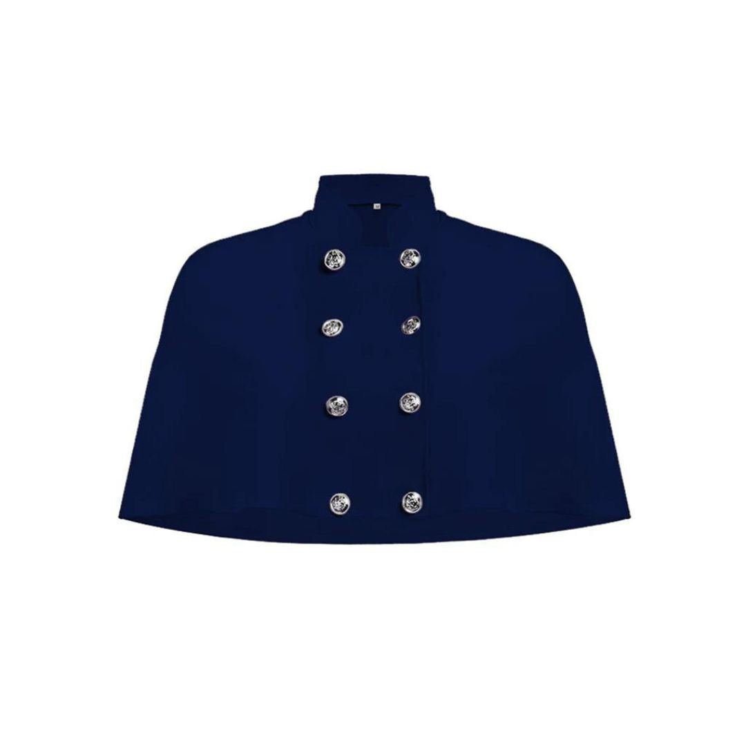 Navy Elegance - Militærinspireret Kjole med Sølvknapdetaljer
