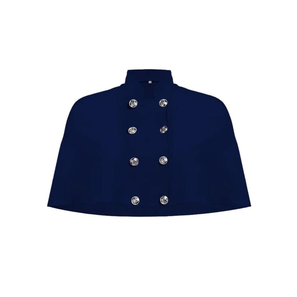 Navy Elegance - Militærinspireret Kjole med Sølvknapdetaljer