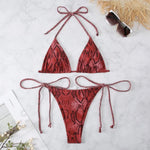 MODA Hvid leopardprintet bikinier med høj talje og hængende hals