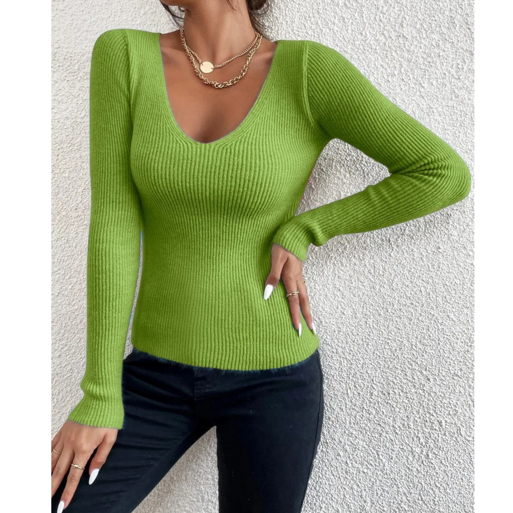 MODA khaki foret rund hals fleece dame langærmet t shirt