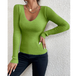 MODA khaki foret rund hals fleece dame langærmet t shirt