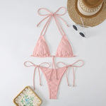 MODA Todelt ensfarvet ternet push-up bikinier