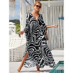 MODA Sort zebrastribet kimono med v-hals