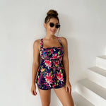 MODA sporty stil blå blomsterprint komfortabel tankini