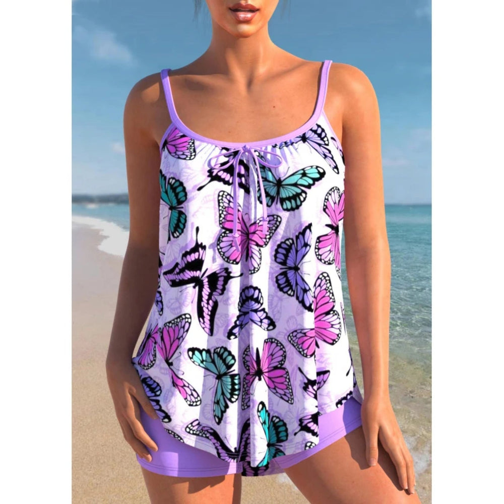 MODA sort patchwork frynse åndbar tankini