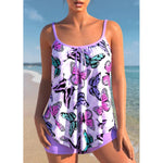 MODA sort patchwork frynse åndbar tankini