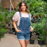 Emma - Denim smækbukser shorts med forlomme
