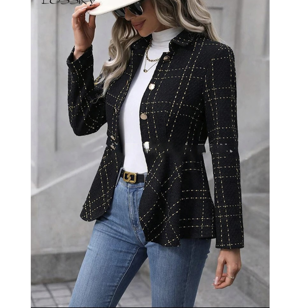 MODA sort stribet dame blazer