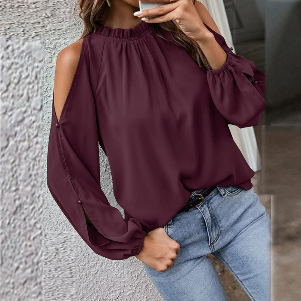 MODA elastisk enkel slank sort dame bluse