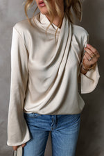 Elegant satinbluse med crossover foran til kvinder
