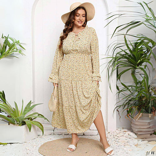 Sona - Flounce Sleeve Tie Sløjfe Ditsy Floral Dress