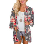 MODA blå blomsterprintet letvægts kimono