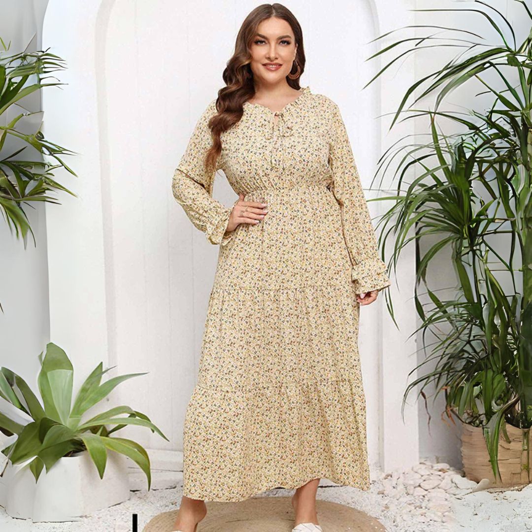Sona - Flounce Sleeve Tie Sløjfe Ditsy Floral Dress