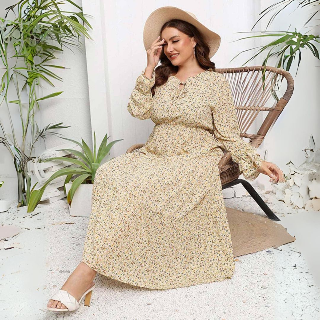 Sona - Flounce Sleeve Tie Sløjfe Ditsy Floral Dress
