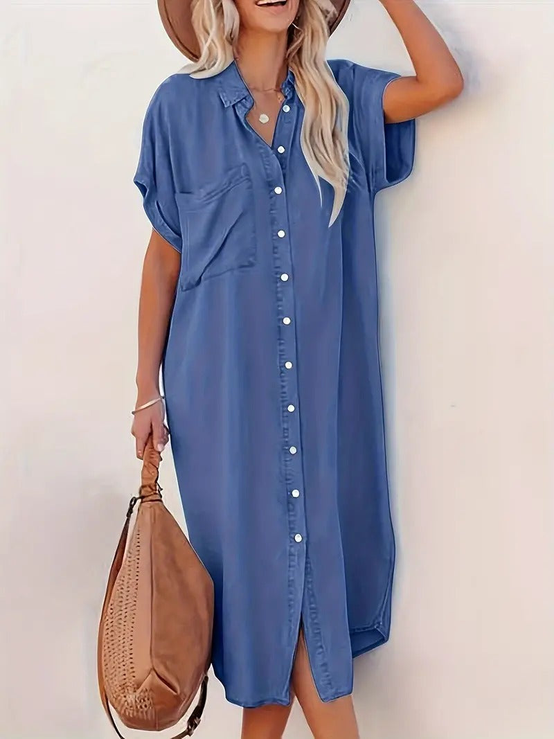Lina - Denimkjole - flagermusærmer