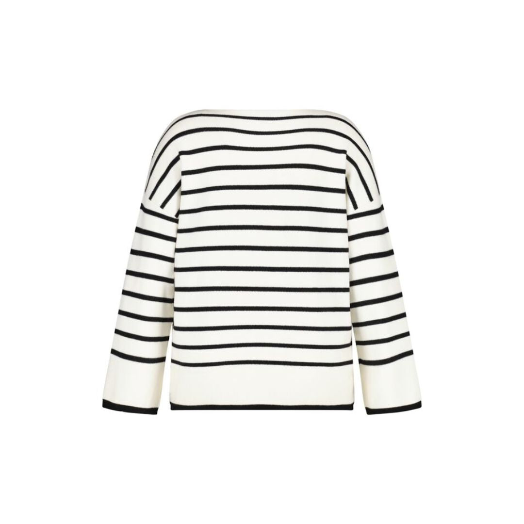 Ava - Stribet V-hals Pullover med Afslappet Pasform