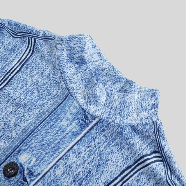 Elena - denim maxikjole med høj krave