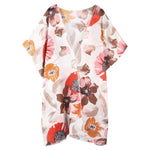 MODA orange blomsterprint åndbar kimono