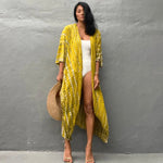 MODA gul slipset v-hals letvægts-kimono