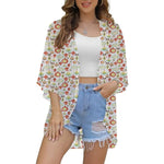 MODA hvid boble med blomsterprint kimono