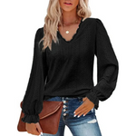 MODA grøn uld med fleece dame langærmet t shirt