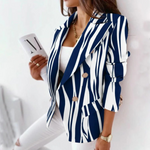 MODA Ombukket krave dame blazer, afslappet enkel lange ærme coat