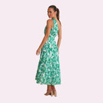 Isabella - Asymmetrisk midikjole med blomsterprint og etager