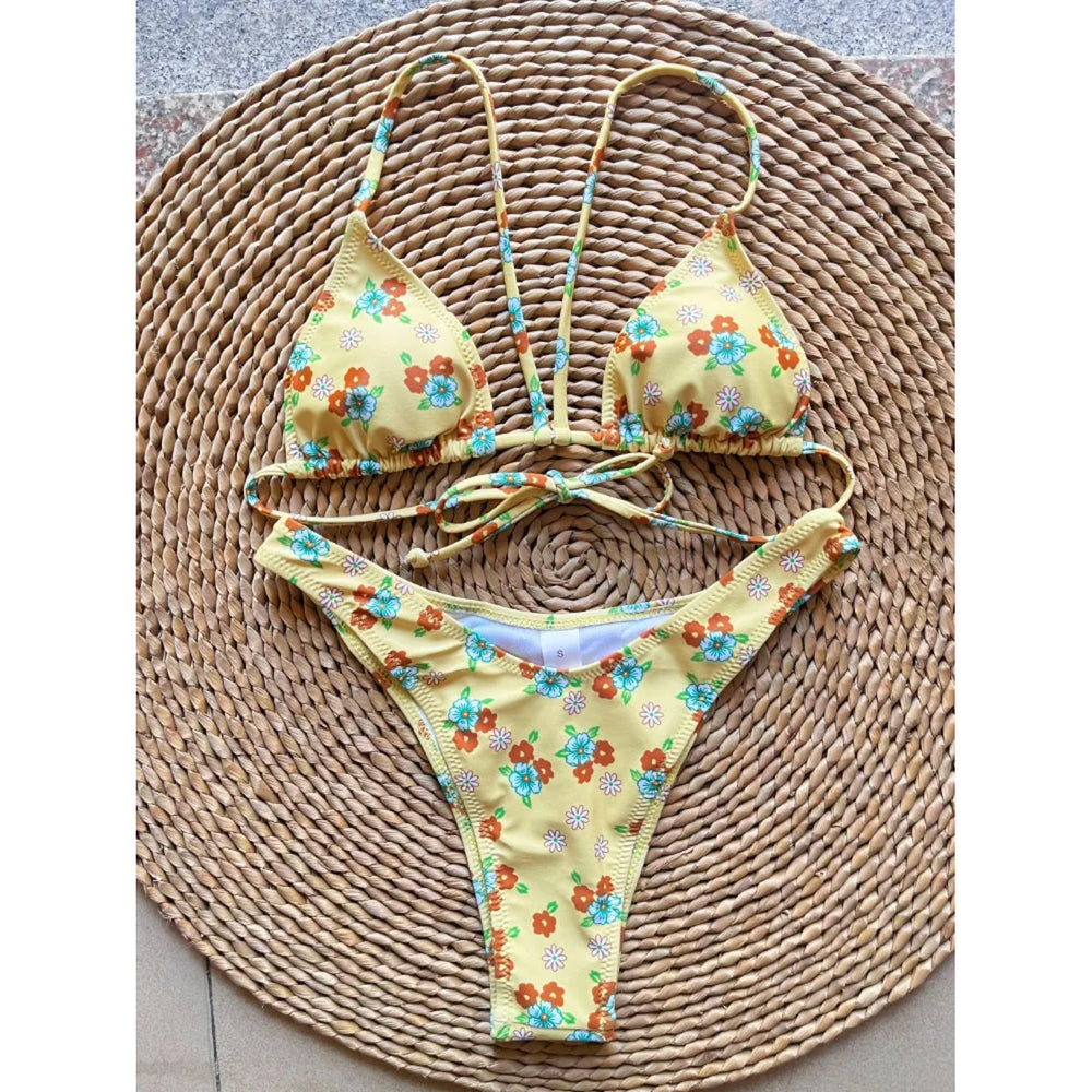 MODA Push up bh-pude halter string blomstret bikinier