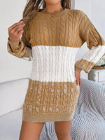 Strikket Sweaterkjole | Kabelstrik & Farveblok | Komfort & Stil