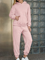 Blødt Loungewear Sæt med Hætte | Polyester Fleece | Hygge & Komfort