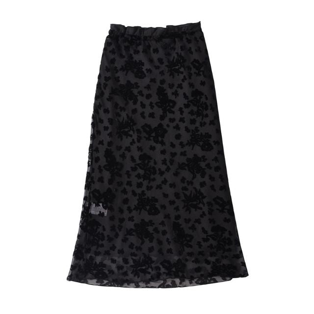 Clarissa - Chic midi-nederdel med blomstret blondedesign