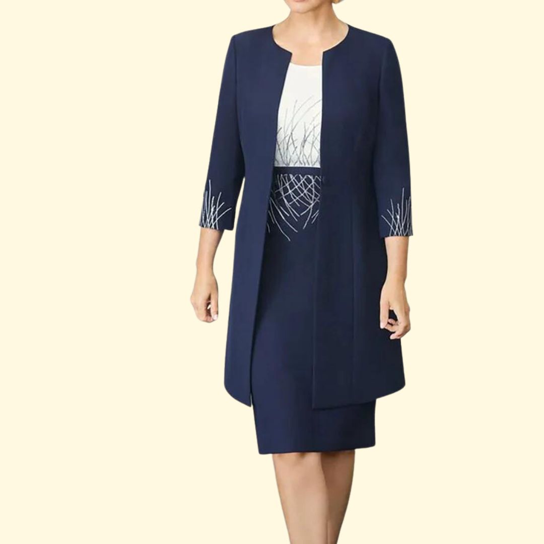 Isabella - Chic Geometrisk Kontrastpanel Kjole