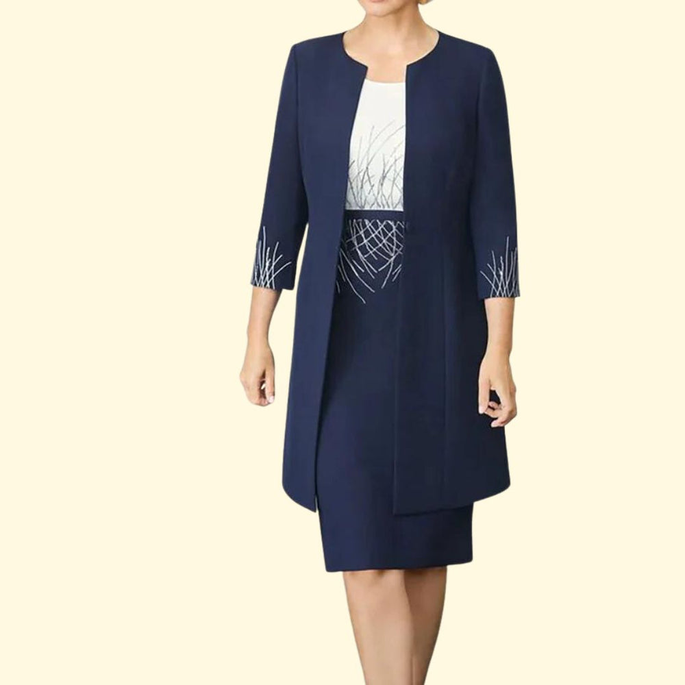 Isabella - Chic Geometrisk Kontrastpanel Kjole
