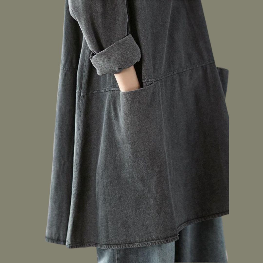 Sophia - Casual oversized tunika i trækul med lommer