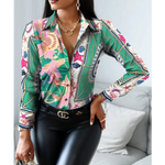 MODA patchwork med krave og leopard print dame bluse