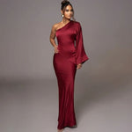 Cassandra - One Shoulder Asymmetrisk Satin Aftenkjole