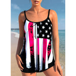 MODA sort patchwork frynse åndbar tankini