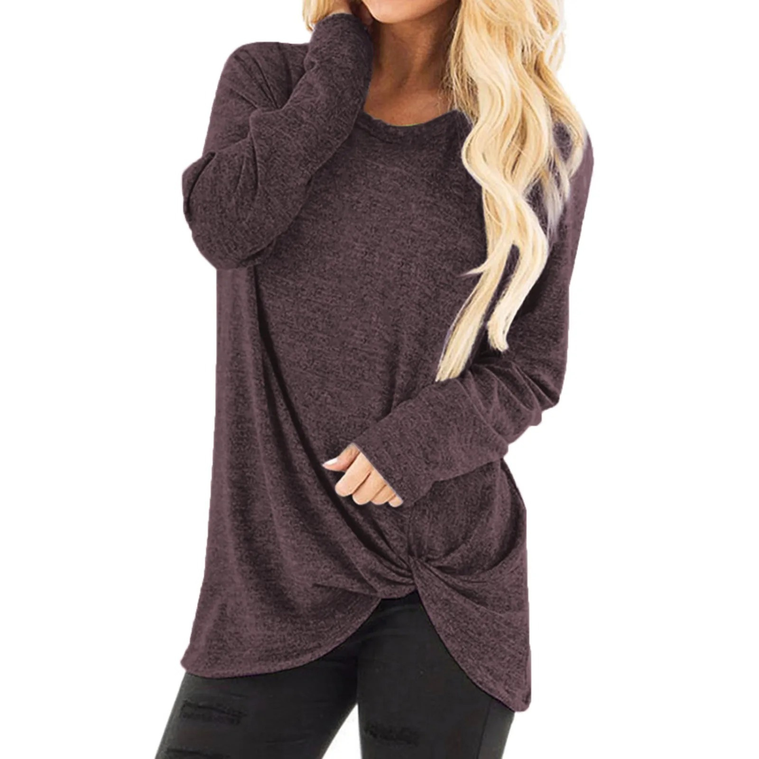MODA brun åndbar komfortabel dame langærmet t shirt