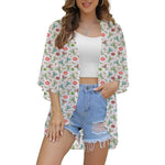 MODA hvid boble med blomsterprint kimono