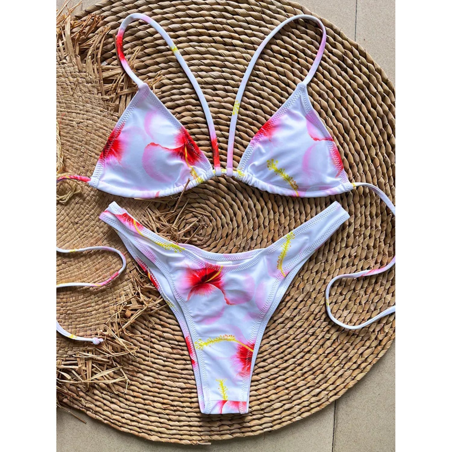 MODA Push up bh-pude halter string blomstret bikinier