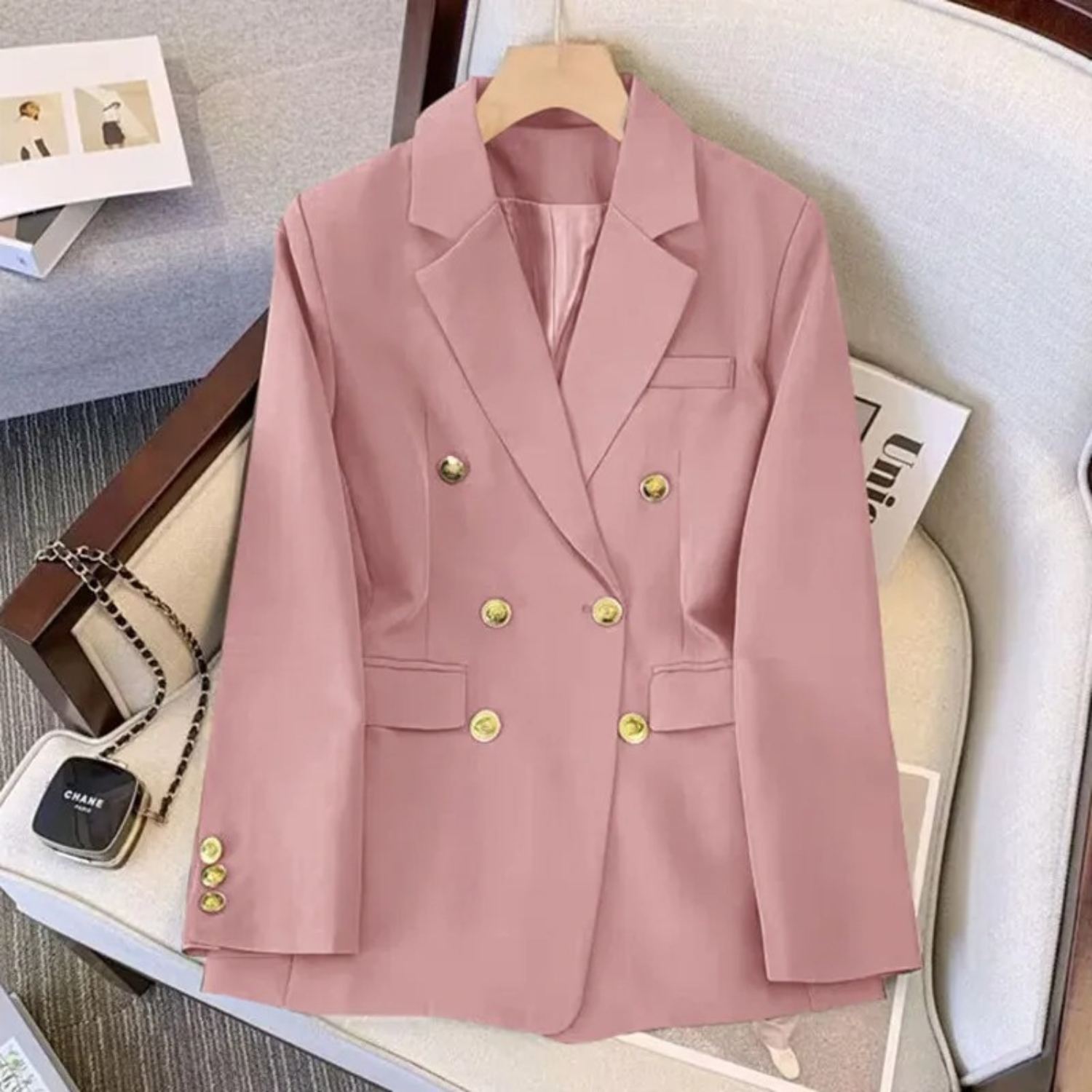 MODA Lange ærmer jakke, moderne sort dame blazer