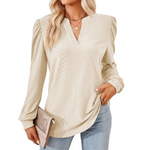 MODA Mode Broderi V-hals Lange Ærmer dame bluse