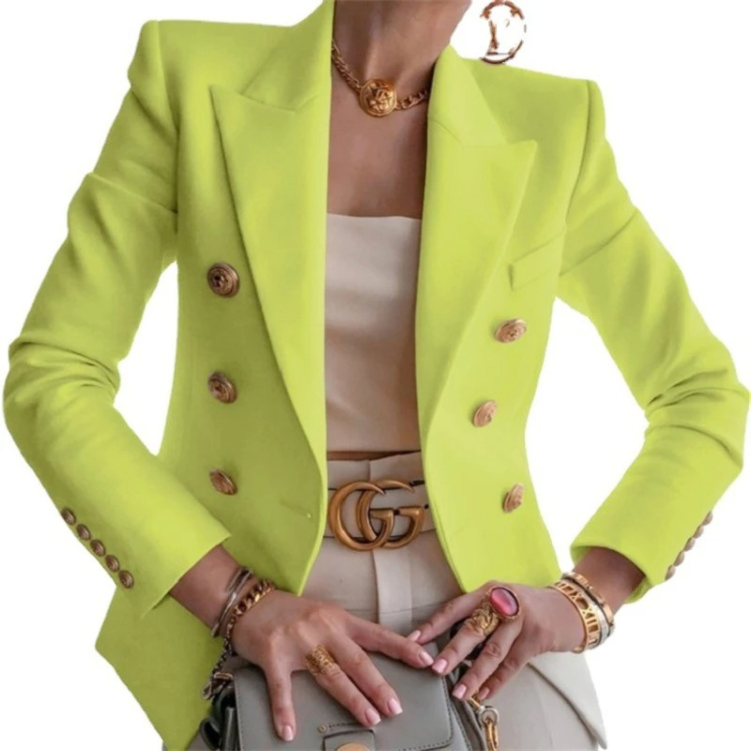 MODA Vintage mode dame blazer med dobbeltrække knapper