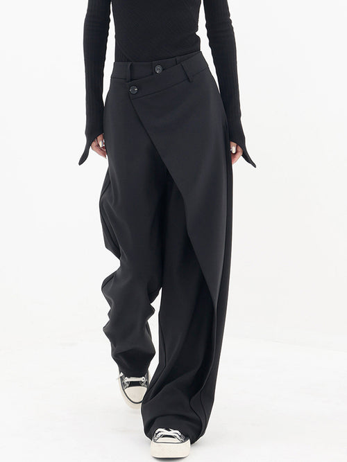 Vidde Bukser i Sort med Asymmetrisk Design | Polyester