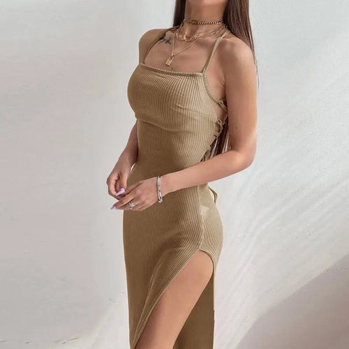 MODA khaki foret strop åndbar sommerkjole