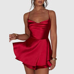 Isabella - Elegant rød satin skaterkjole
