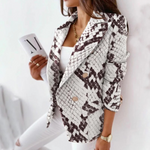 MODA Ombukket krave dame blazer, afslappet enkel lange ærme coat