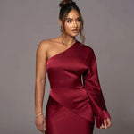 Cassandra - One Shoulder Asymmetrisk Satin Aftenkjole