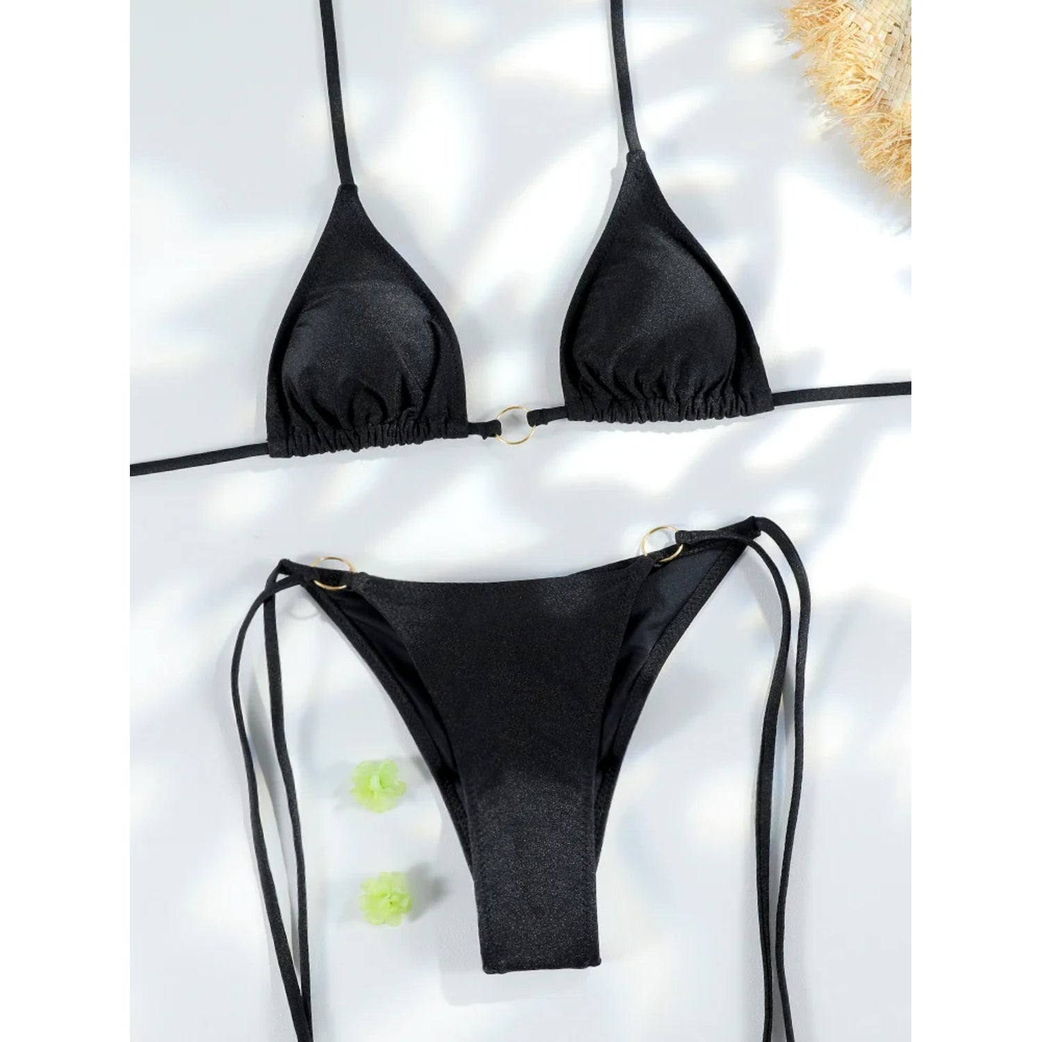 MODA Blomsterprintet todelt trekantet bikinier med kæder