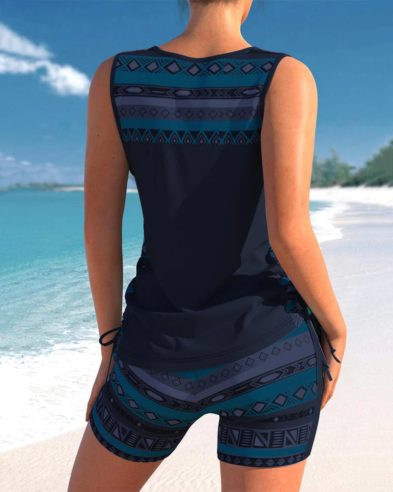 Roha - Tankini med geometrisk print og V-udskæring